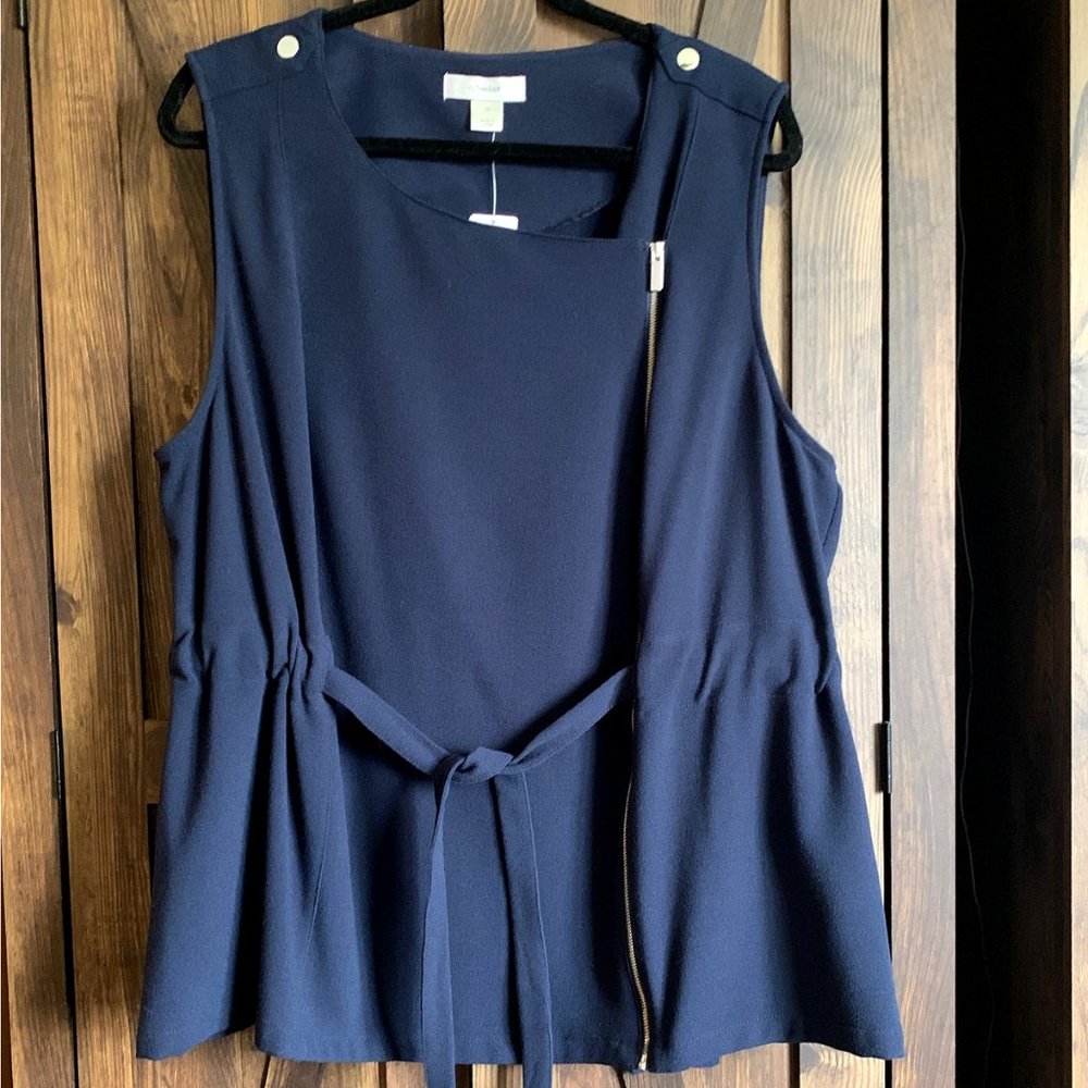 CJBANKS ASYMMETRICAL ZIPPER SLEEVELESS TOP